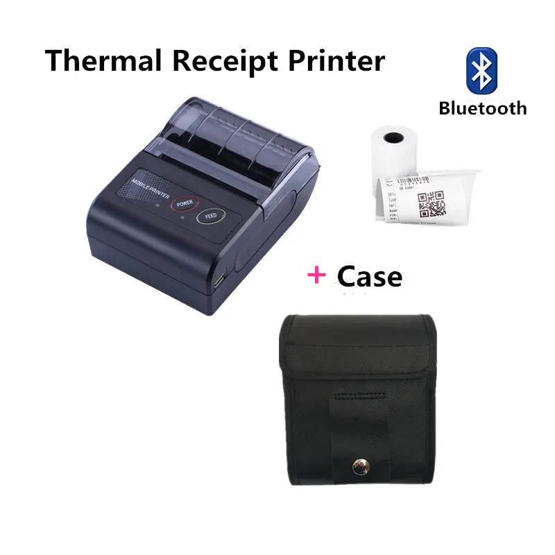 Mini Portable Thermal Printer Wireless Receipt Printer 58mm Ink-free USB BT ESC/POS Windows Android PC Factura Impresora Termica Add Case