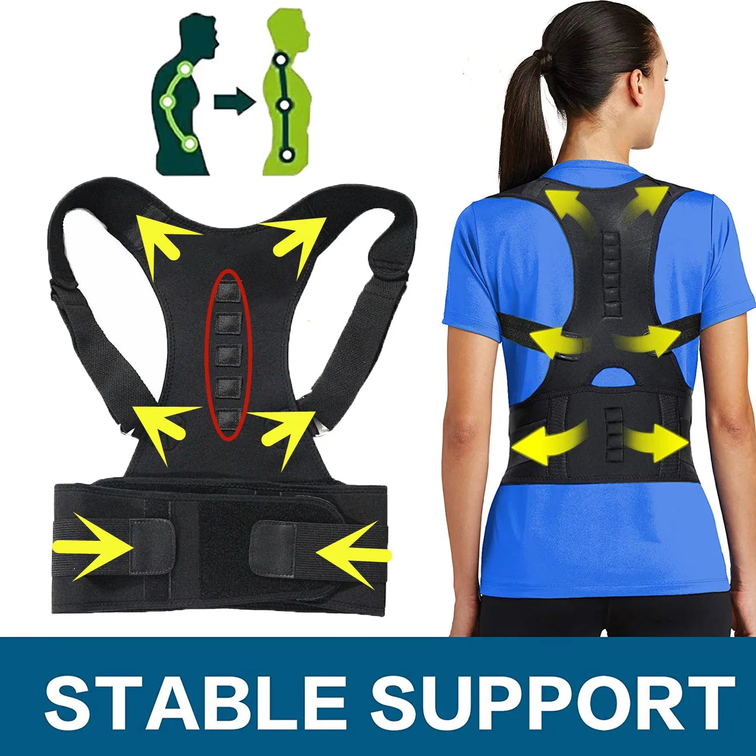 Magnetic therapy posture corrector brace supporter shoulder back support belt menwomen braces and support belt shoulder posture