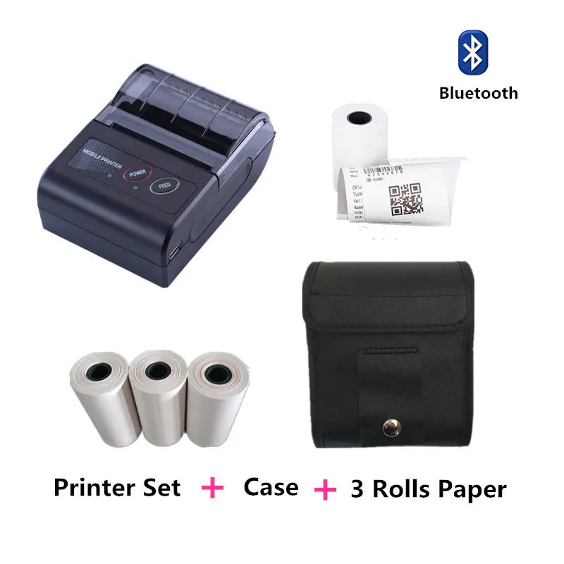 Mini Portable Thermal Printer Wireless Receipt Printer 58mm Ink-free USB BT ESC/POS Windows Android PC Factura Impresora Termica