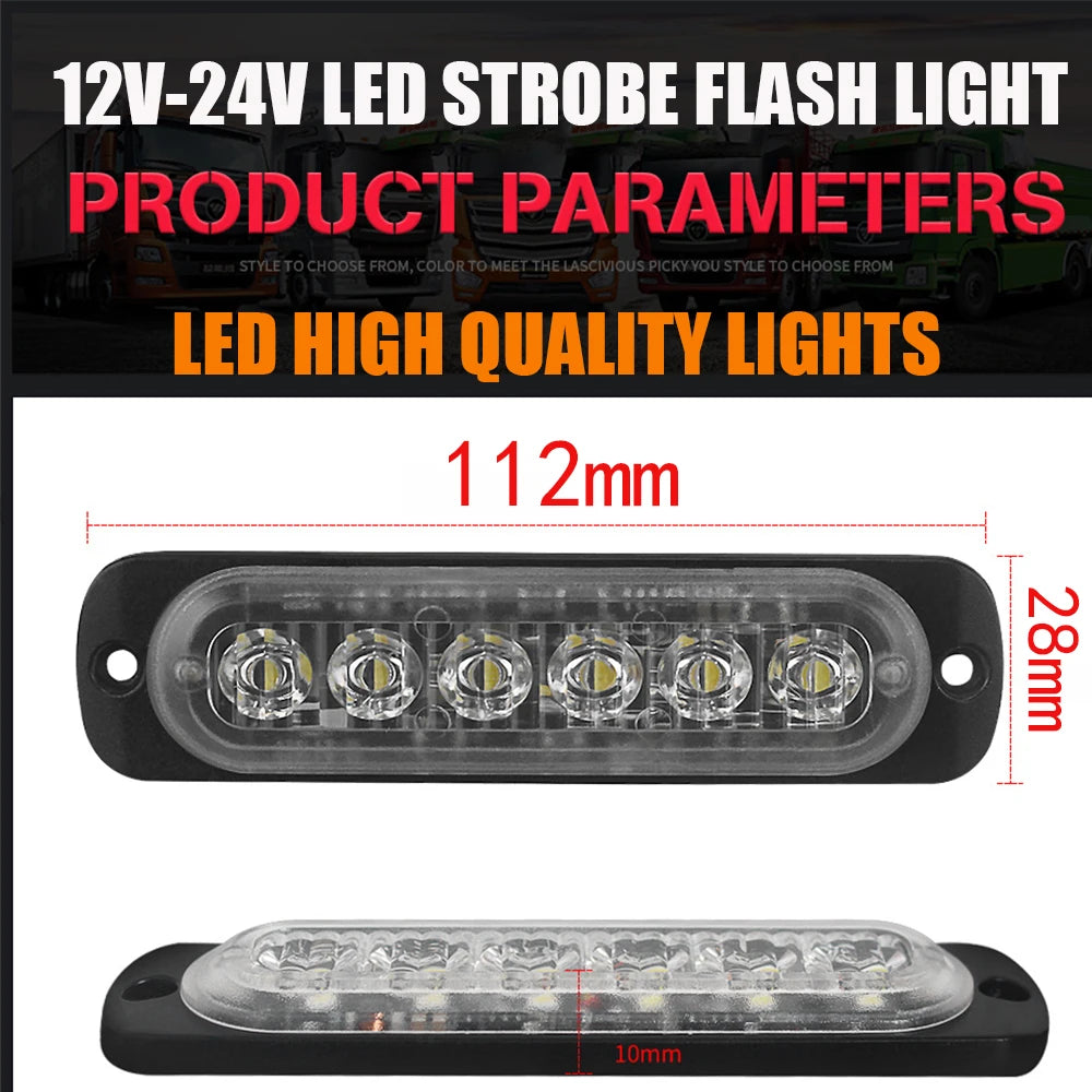 Universal Emergency Strobe Led Light 12/24V Memory Function Led Warning Side Marker Blinking Amber Light Bar Police Flash Light