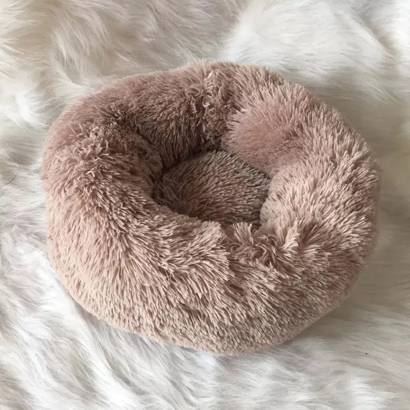 Very Soft Plush Dog Bed Cat House Donut Basket Fluffy Cushion Big Pet Pillow Mat Kennel Lounger Large Medium Small For Dogs Bed Brown