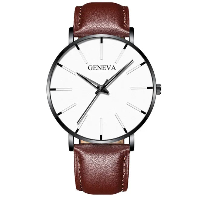 2023 Minimalist Men&#39;s Fashion Ultra Thin Watches Simple Men Business Stainless Steel Mesh Belt Quartz Watch relogio masculino Leather Brown White