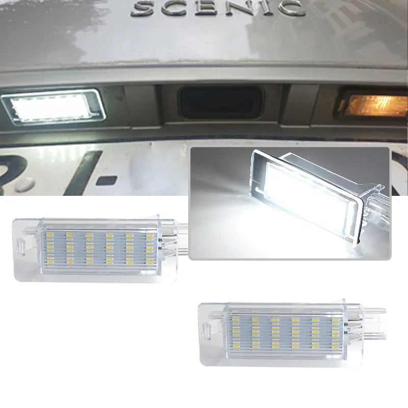 2PCS LED License Number Plate Light Lamps For Renault Captur J5/Espace MK4/Fluence/Scenic MK2 MPV/Grand Scenic MK2 MK3/Latitude 2PCS LED White