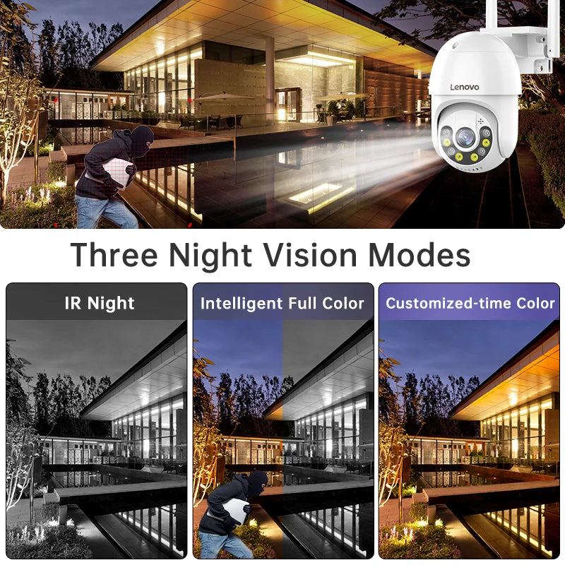 Lenovo 3MP PTZ WIFI IP Camera Audio CCTV Surveillance Outdoor 4X Digital Zoom Night Full Color Wireless Waterproof Security