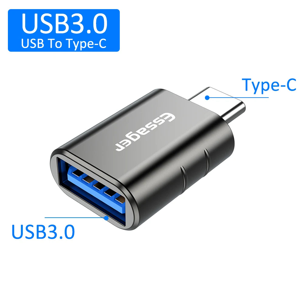 Essager USB 3.0 Type-C OTG Adapter Type C USB C Male To USB Female Converter For Macbook Xiaomi Samsung S20 USBC OTG Connector CN Grey USB 3.0 to C