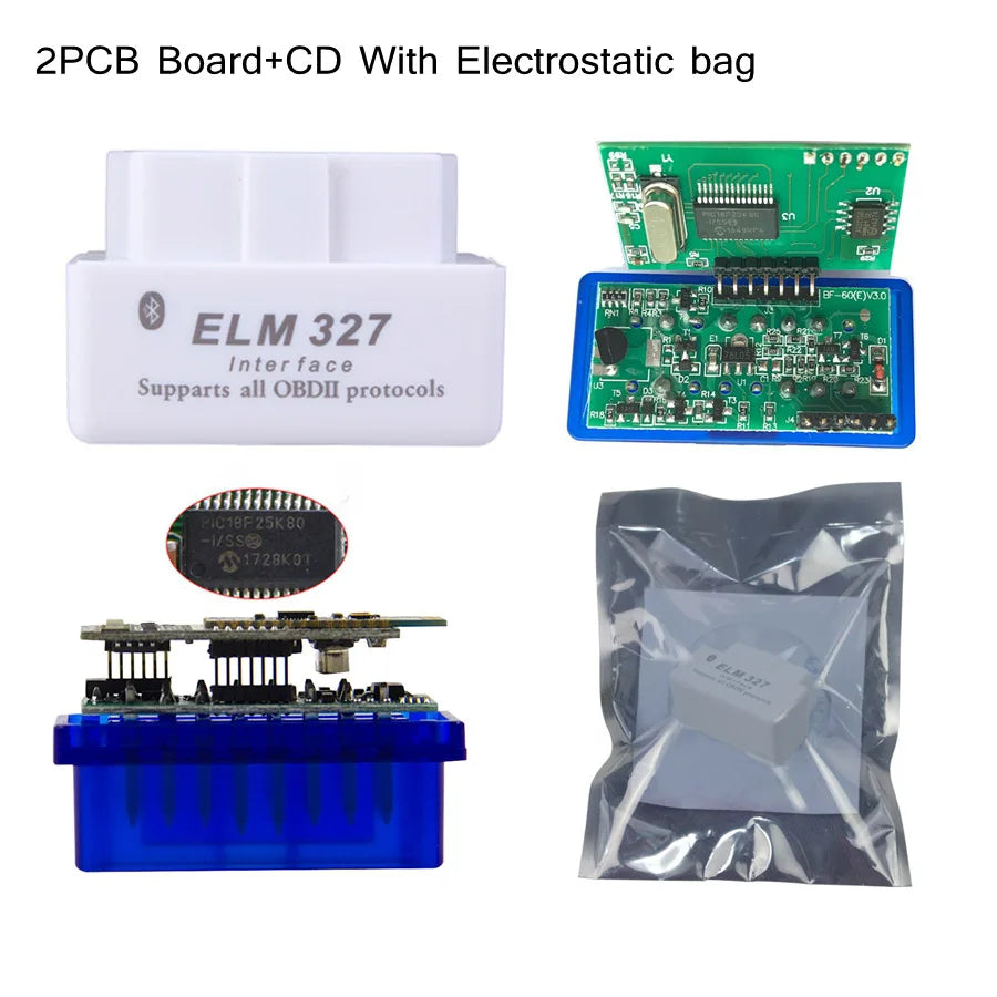 Newest ELM327 V1.5 PIC18F25K80 ELM327 OBD2 Scanner ELM 327 Bluetooth-compatible Android/PC ELM 327 OBD2 Adapter ELM327 V1.5