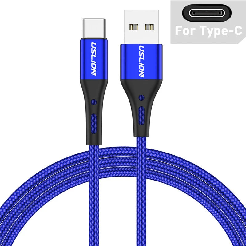 3A USB Type C Cable Wire For Samsung S10 S20 Xiaomi mi 11 Mobile Phone Fast Charging USB C Cable Type-C Charger Micro USB Cables Blue For Type C