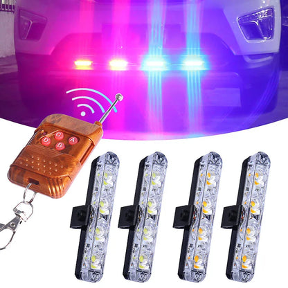 1set Grill Car LED Light Strobe Red Blue Emergency Remote Wireless Control Flash Signal Fireman Beacon Warning Lamp