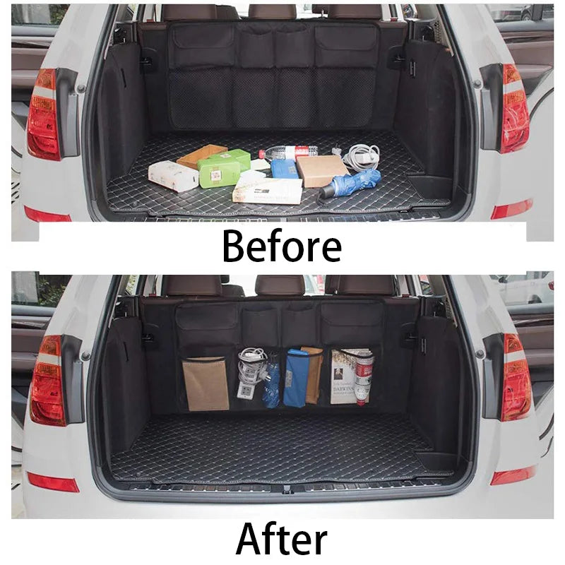 Auto Storage Organizer Car Trunk Bag Universal Large Capacity Backseat Storage Bag Trunk Cargo Mesh Holder Pocket