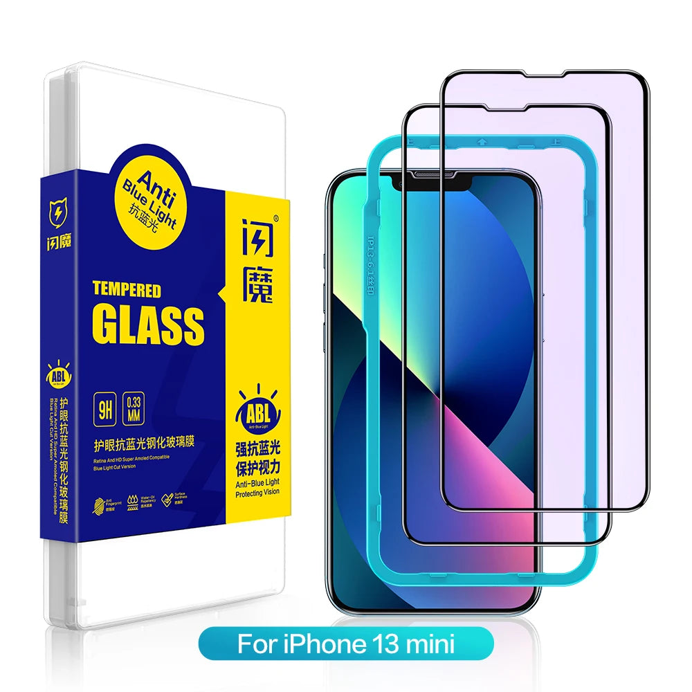 Tempered Glass Screen Protector For iPhone 13 Pro Max Full Cover Glass For iPhone 13 mini Anti Blue Light 2PCS iPhone 13 mini Tempered Glass