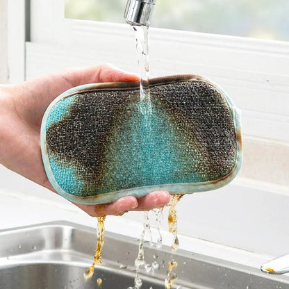 Kitchen Cleaning Magic Sponge Dishcloth Double Sided Scouring Pad Rag Scrubber Sponges For Dishwashing Pot Kitchen Cleaning Tool