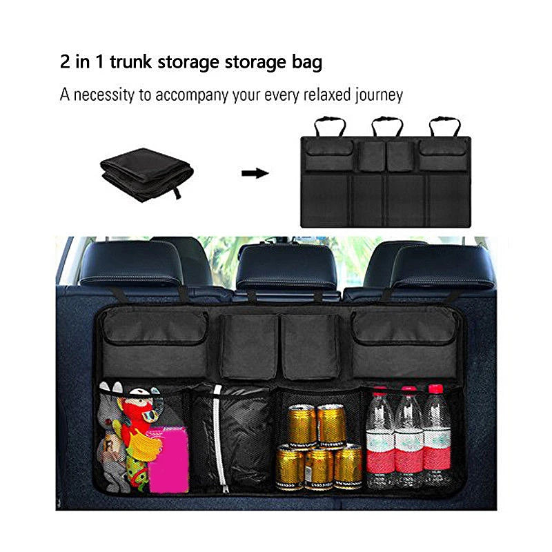 Auto Storage Organizer Car Trunk Bag Universal Large Capacity Backseat Storage Bag Trunk Cargo Mesh Holder Pocket