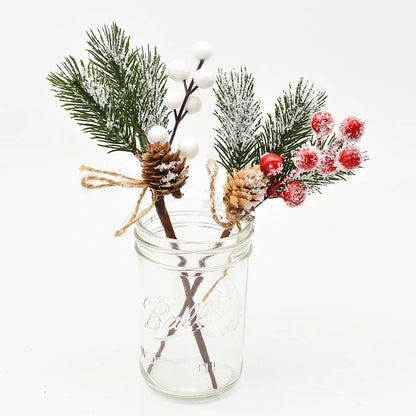 2PCS Christmas Berry Artificial Pine Cone Christmas Garland Decoration Fake Flower Pine Tree Branch DIY Home Party Wedding Decor