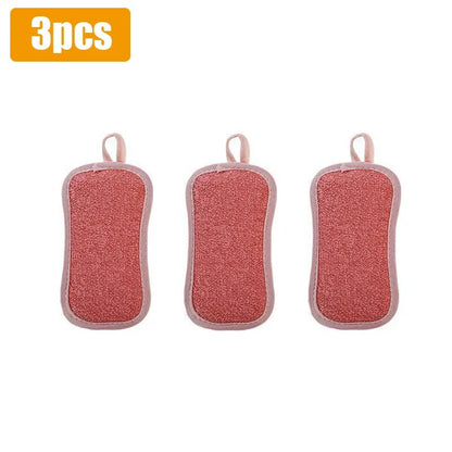 Kitchen Cleaning Magic Sponge Dishcloth Double Sided Scouring Pad Rag Scrubber Sponges For Dishwashing Pot Kitchen Cleaning Tool 3PC 3