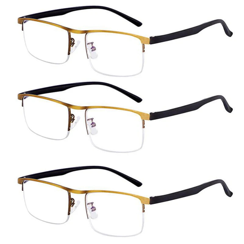 Intelligent Multifocal progressive reading glasses for men women near and dual-use Anti-Blue Light automatic adjustment Eyewear 3 pc Gold