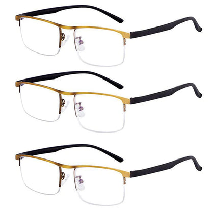 Intelligent Multifocal progressive reading glasses for men women near and dual-use Anti-Blue Light automatic adjustment Eyewear 3 pc Gold