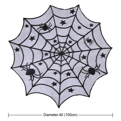 Ourwarm Halloween Party Black Lace Spiderweb Table Cloth 100cm Table Covers Window Hanging Horror Halloween Party Decoration Spiderweb 1 China