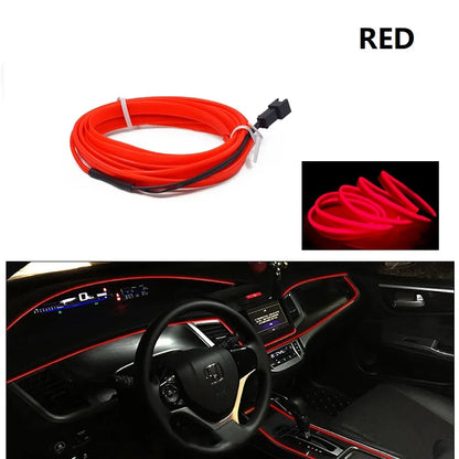 Car LED Strip EL Wire Rope Tube USB Switch Cigarette Car Ambient Light Neon Light Garland Decoration Flexible Led Tube Auto Led