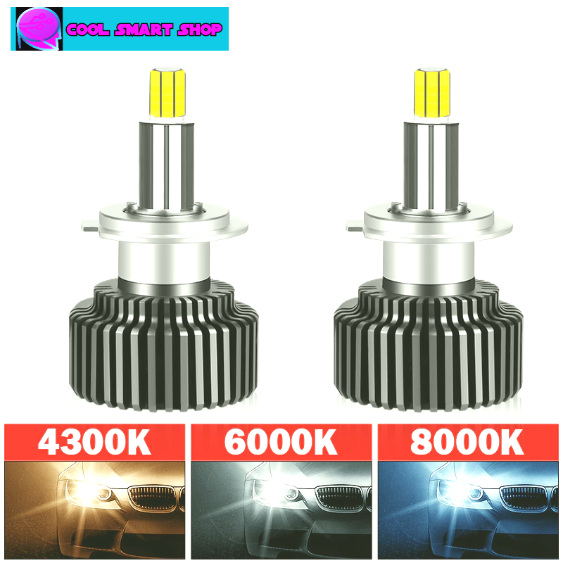 H7 H11 9005 HB3 9006 HB4 LED Car Lights H1 9012 HIR2 Headlights Bulbs 360° 6000K White/8000K Ice Blue 20000 Lumen 8000K Ice Blue