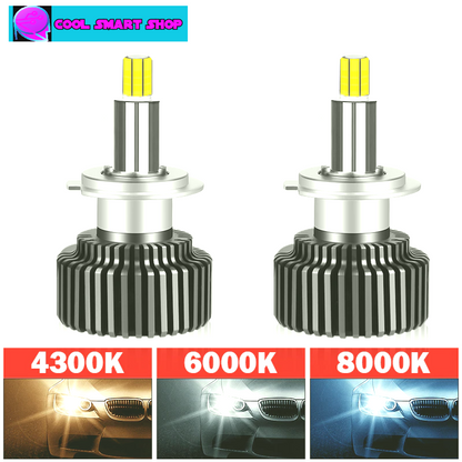 H7 H11 9005 HB3 9006 HB4 LED Car Lights H1 9012 HIR2 Headlights Bulbs 360° 6000K White/8000K Ice Blue 20000 Lumen 8000K Ice Blue