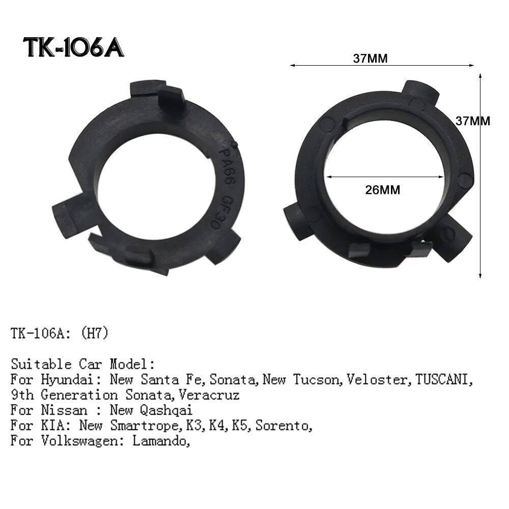 H7 LED Headlight Bulb Base Retainer Holder Adapter Socket Headlamp Mount Stand For Nissan Buick Mercedes-Benz Audi Renault Ford TK-106A