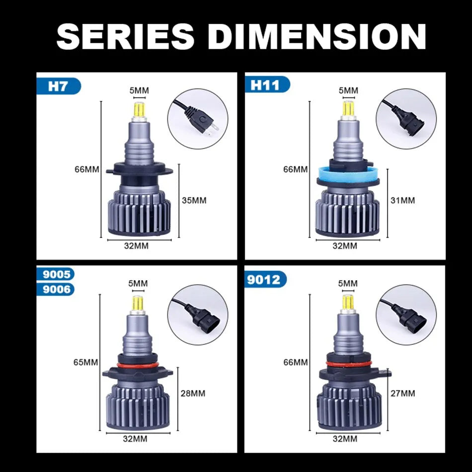 H7 Led Bulb Canbus H1 H8 H9 H11 Fog Lights 9006 Hb4 9005 Hb3 Led Lamps 360 20000LM 60W 3D Auto 6000K Super Mini Diodes