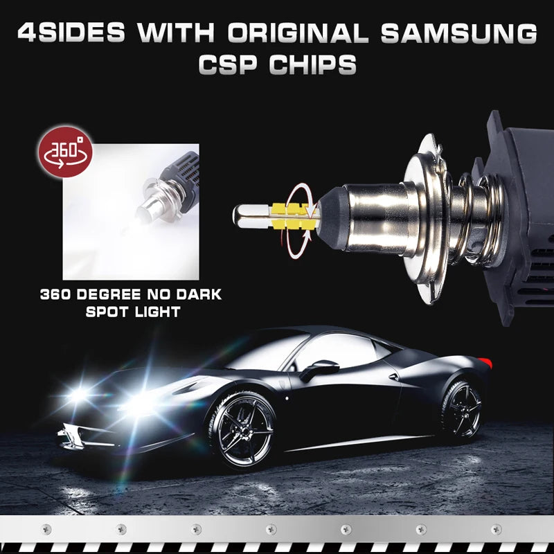 H7 Led H1 H4 Headlight Bulbs H8 H9 H11 Fog Light 9006 HB4 9005 HB3 Car Lamps With 360 Samsung CSP 200000LM Auto Tuning Turbo 12V