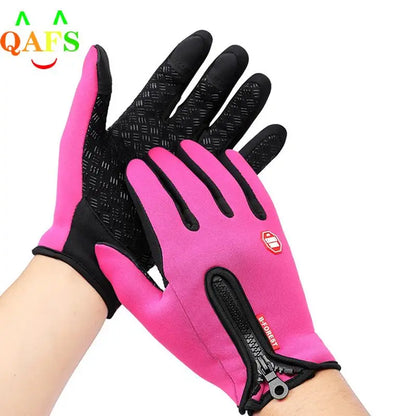 Outdoor Winter Gloves Waterproof Moto Thermal Fleece Lined Resistant Touch Screen Non-slip Motorbike Riding rose