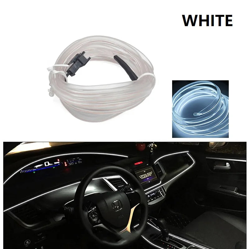 Car LED Strip EL Wire Rope Tube USB Switch Cigarette Car Ambient Light Neon Light Garland Decoration Flexible Led Tube Auto Led