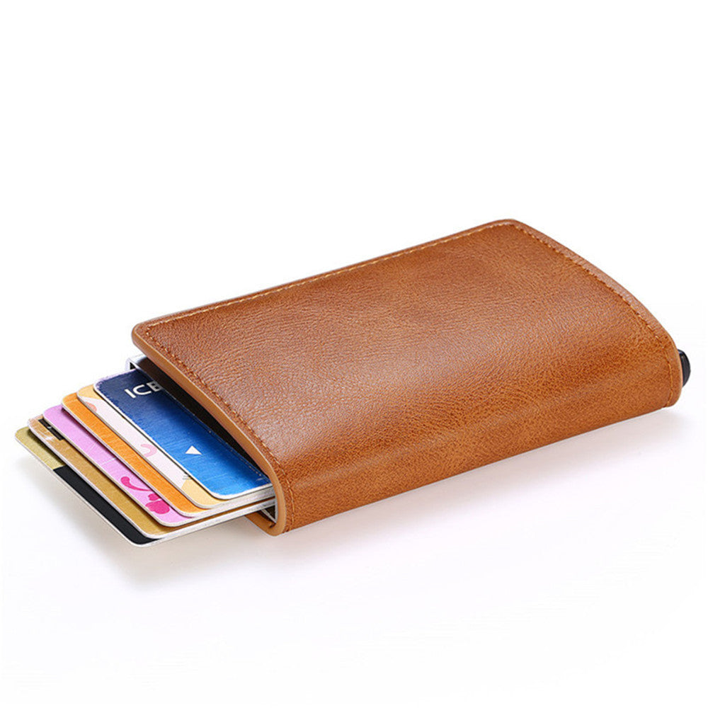 Credit Card Holder Men Woman Smart Wallet RFID Cardholder Carbon Fiber Leather Wallet Money Clip Purse Card Case