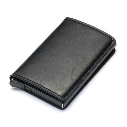 Credit Card Holder Men Woman Smart Wallet RFID Cardholder Carbon Fiber Leather Wallet Money Clip Purse Card Case Black X-12A