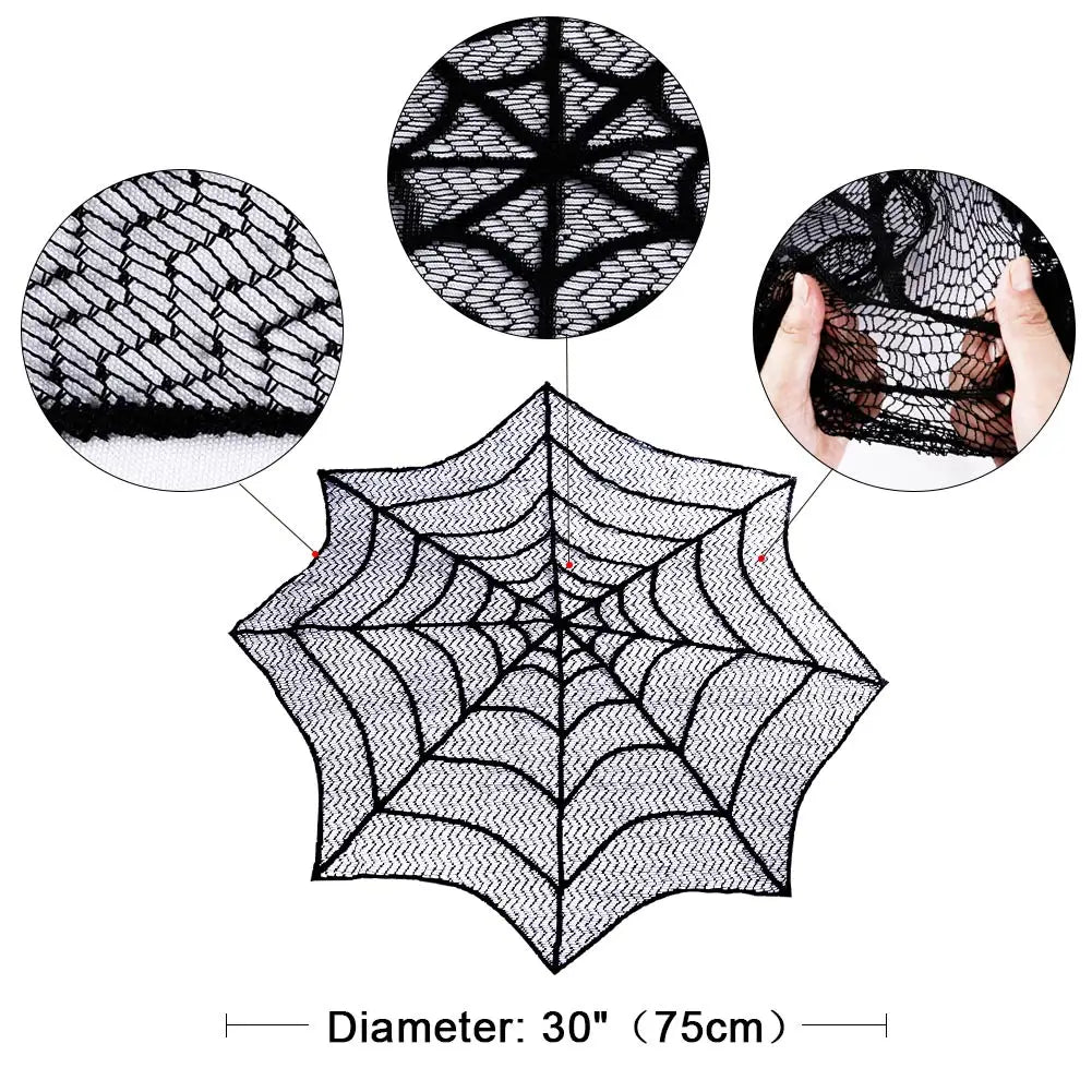 Ourwarm Halloween Party Black Lace Spiderweb Table Cloth 100cm Table Covers Window Hanging Horror Halloween Party Decoration Spiderweb China