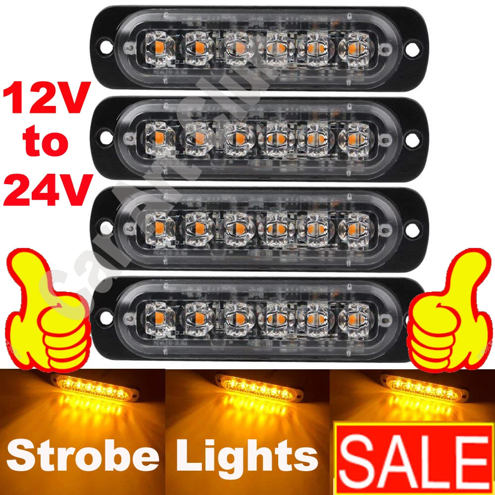 Universal Emergency Strobe Led Light 12/24V Memory Function Led Warning Side Marker Blinking Amber Light Bar Police Flash Light