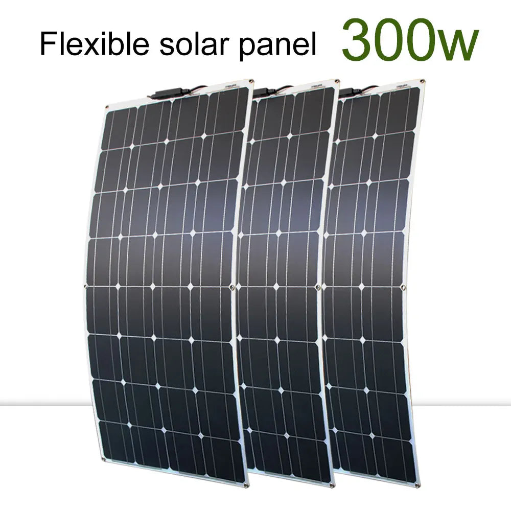 solar panel kit and 300w 200w 100w flexible solar panels 12v 24v high efficiency battery charger module 300w solar panel