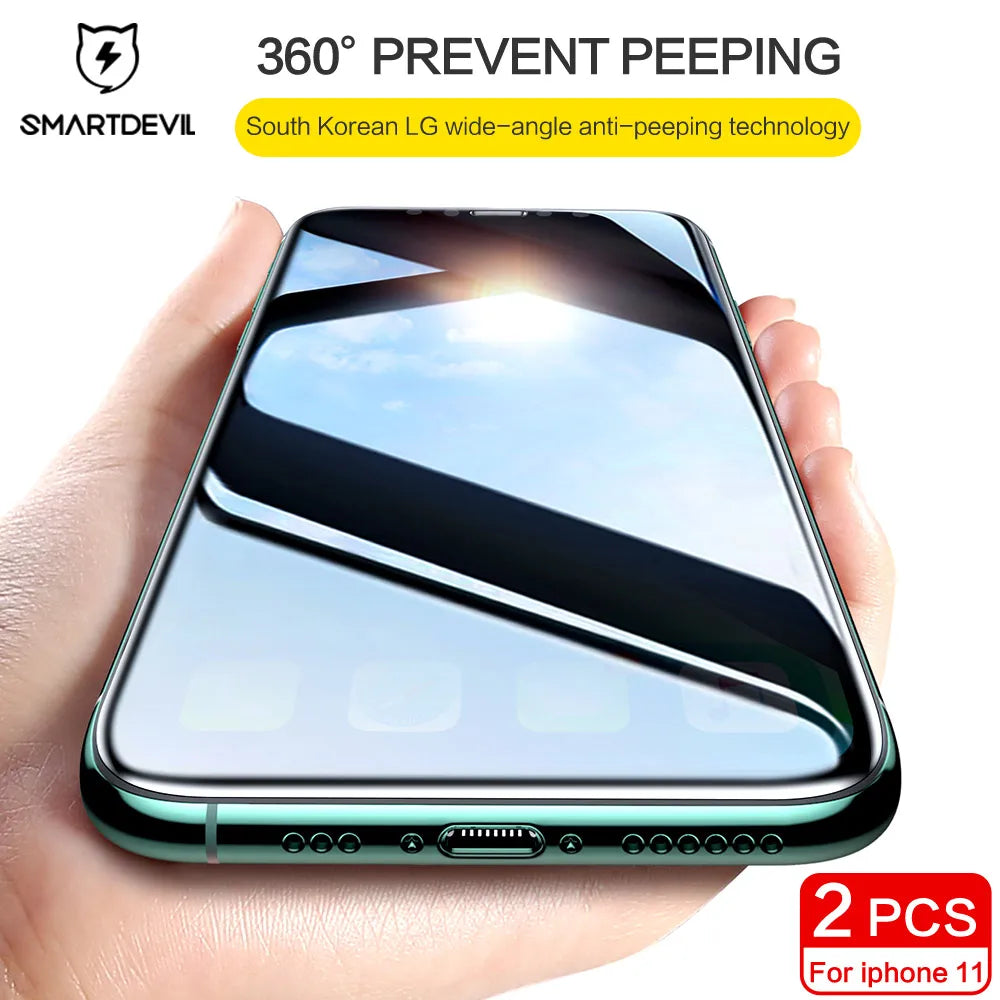 360 Anti-Spy Screen Protectors For iPhone 11 Pro Max Glass For iPhone 11 X XS XR Full Cover Privacy Protective Glass