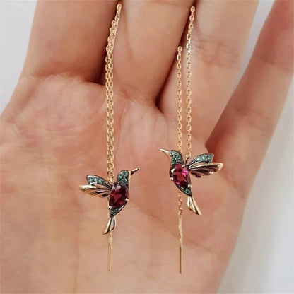 New Fashion Little Bird Drop Long Hanging Earrings for Women Elegant Girl Tassel Earring Stylish Jewelry Personality Gift A284hong