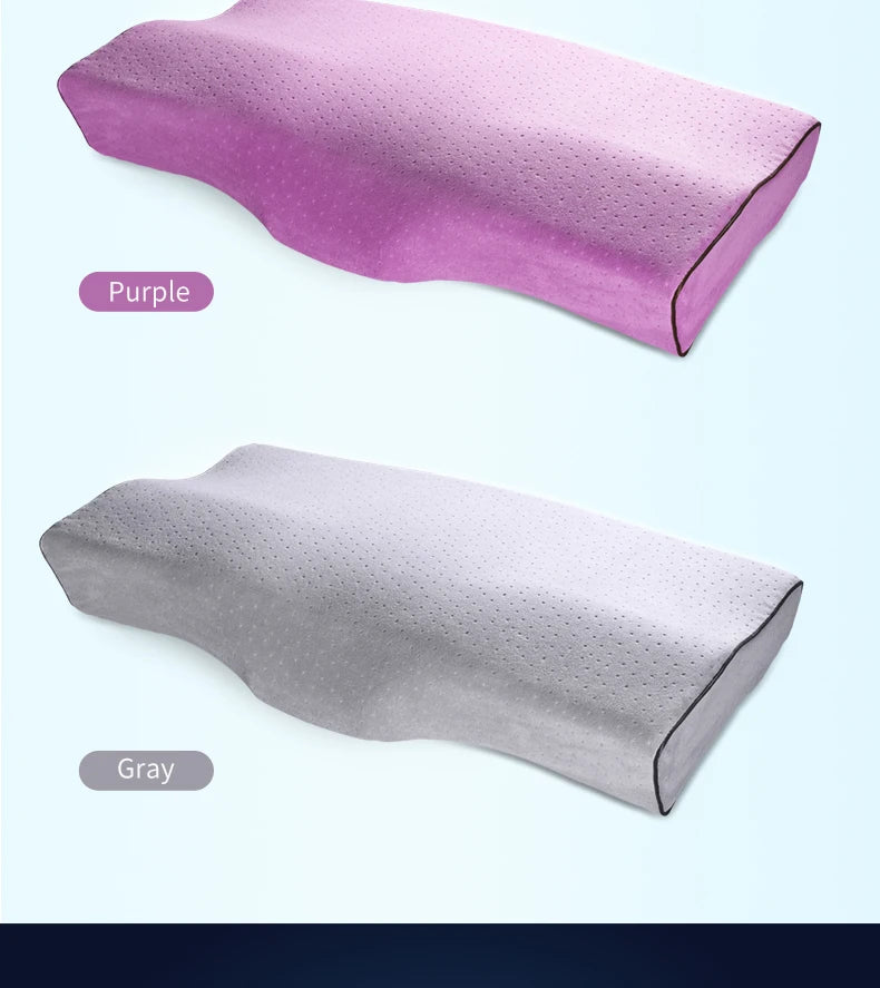 Memory Foam Bed Orthopedic Pillow Neck Protection Slow Rebound Memory Pillow Butterfly Shaped Health Cervical Neck Size 60/50 cm