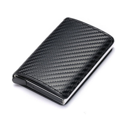 Credit Card Holder Men Woman Smart Wallet RFID Cardholder Carbon Fiber Leather Wallet Money Clip Purse Card Case Tanxian Black X-12C