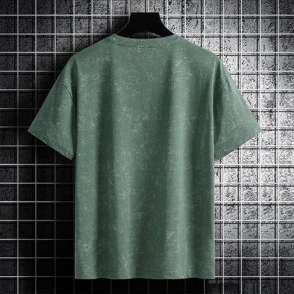 HIO HOP Loose Mens T-shirts Casual Print Summer Short Sleeves Grey Green Tshirt Tees Plus Oversize