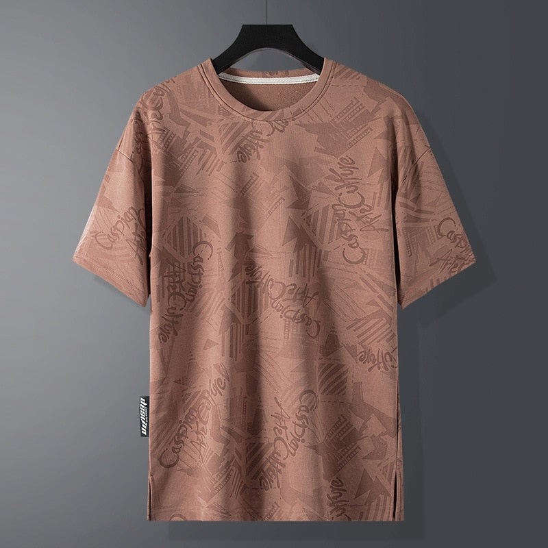 HIP HOP Streetwear Sport Mens T-shirts Casual Print Summer Short Sleeves Black Brown Tshirt Tees Oversize 12308 3