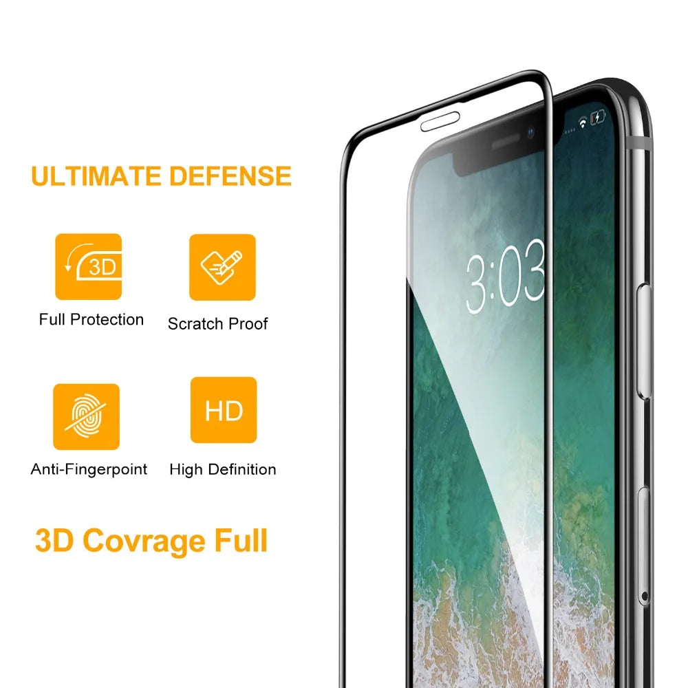 Screen Protector For iPhone 11 13 Pro Max 9H Tempered Glass Film for 12/12 mini/12 Pro Max XR Xs Max Clear Full Cover