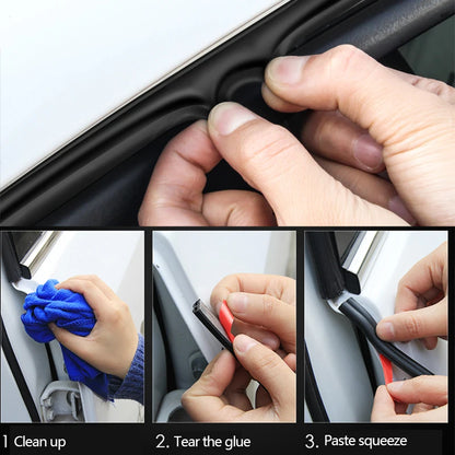 Car Door Seal Strips Sticker Weatherstrip Rubber B Shape Door Seals Sound Insulation Auto Door Sealant Automobiles Accessories