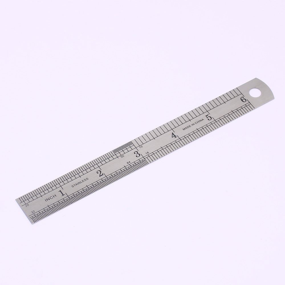 1PCS 15cm 6 Inch Ruler Precision Stainless Steel Metal Ruler Double-sided Learning Office Stationery Writing Supplies