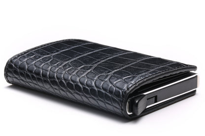 Credit Card Holder Men Woman Smart Wallet RFID Cardholder Carbon Fiber Leather Wallet Money Clip Purse Card Case