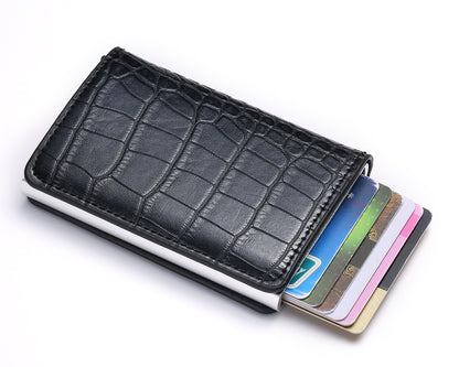 Credit Card Holder Men Woman Smart Wallet RFID Cardholder Carbon Fiber Leather Wallet Money Clip Purse Card Case