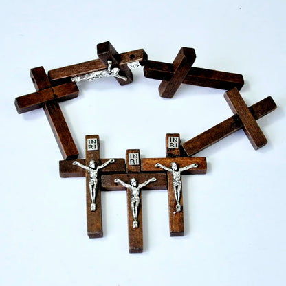 20 Pcs New Wood Jesus Cross Pendant Charms Christian Catholic Believers Faith Ornaments Jewelry Lots LR4100