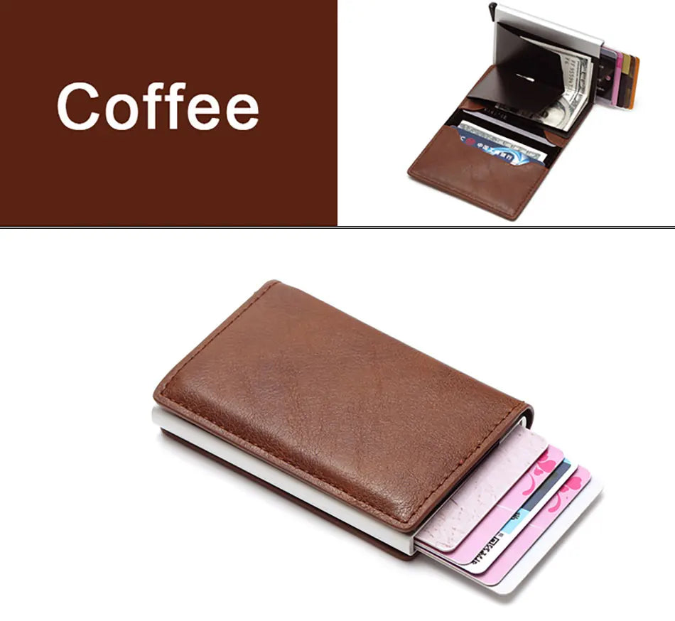 Credit Card Holder Men Wallet RFID Blocking Protected Aluminium Box PU leather Wallets with Money Clip Designer pasjeshouder