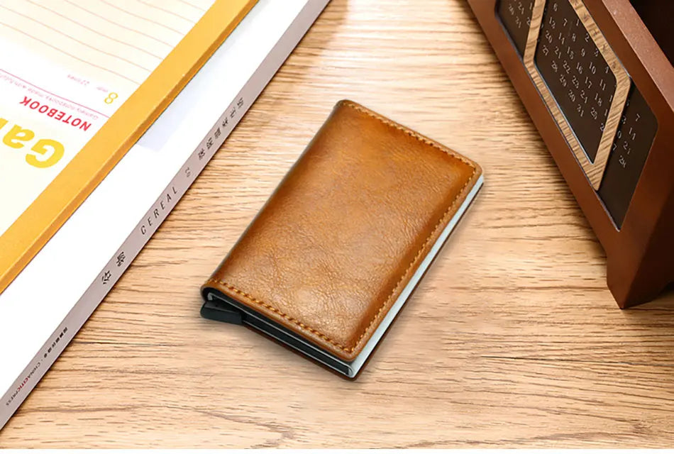 Credit Card Holder Men Wallet RFID Blocking Protected Aluminium Box PU leather Wallets with Money Clip Designer pasjeshouder