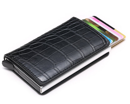 Credit Card Holder Men Woman Smart Wallet RFID Cardholder Carbon Fiber Leather Wallet Money Clip Purse Card Case