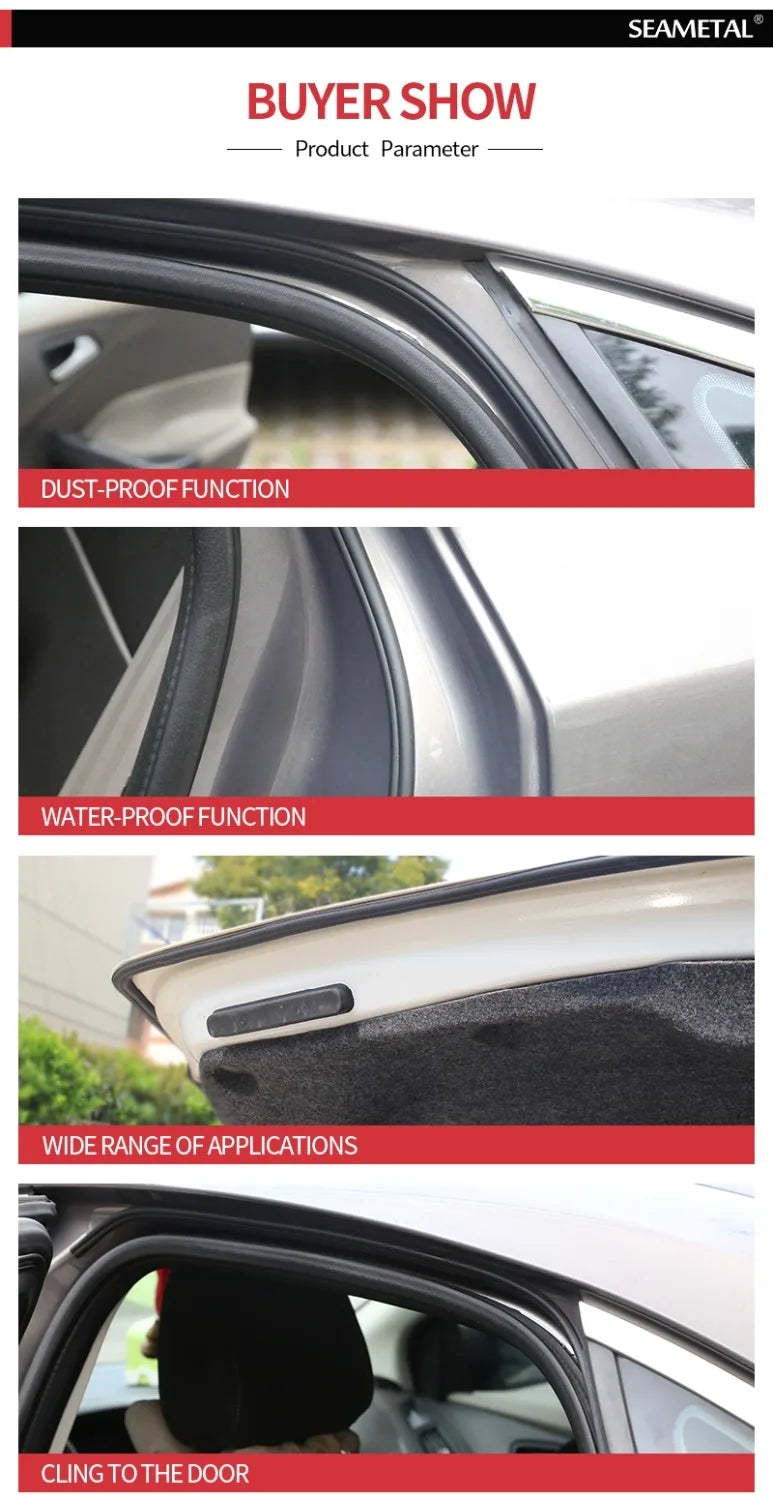 Car Door Seal Strips Sticker Weatherstrip Rubber B Shape Door Seals Sound Insulation Auto Door Sealant Automobiles Accessories